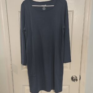 Women's Long-Sleeve Slate Blue Scoop Neck Dress